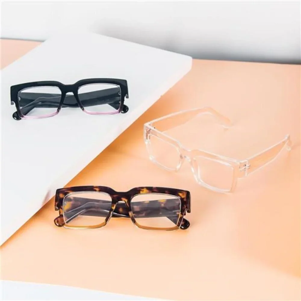 3-Pack Oversized Readers Trendy Thick Frames in Clear, Tortoise, and Black Ombre